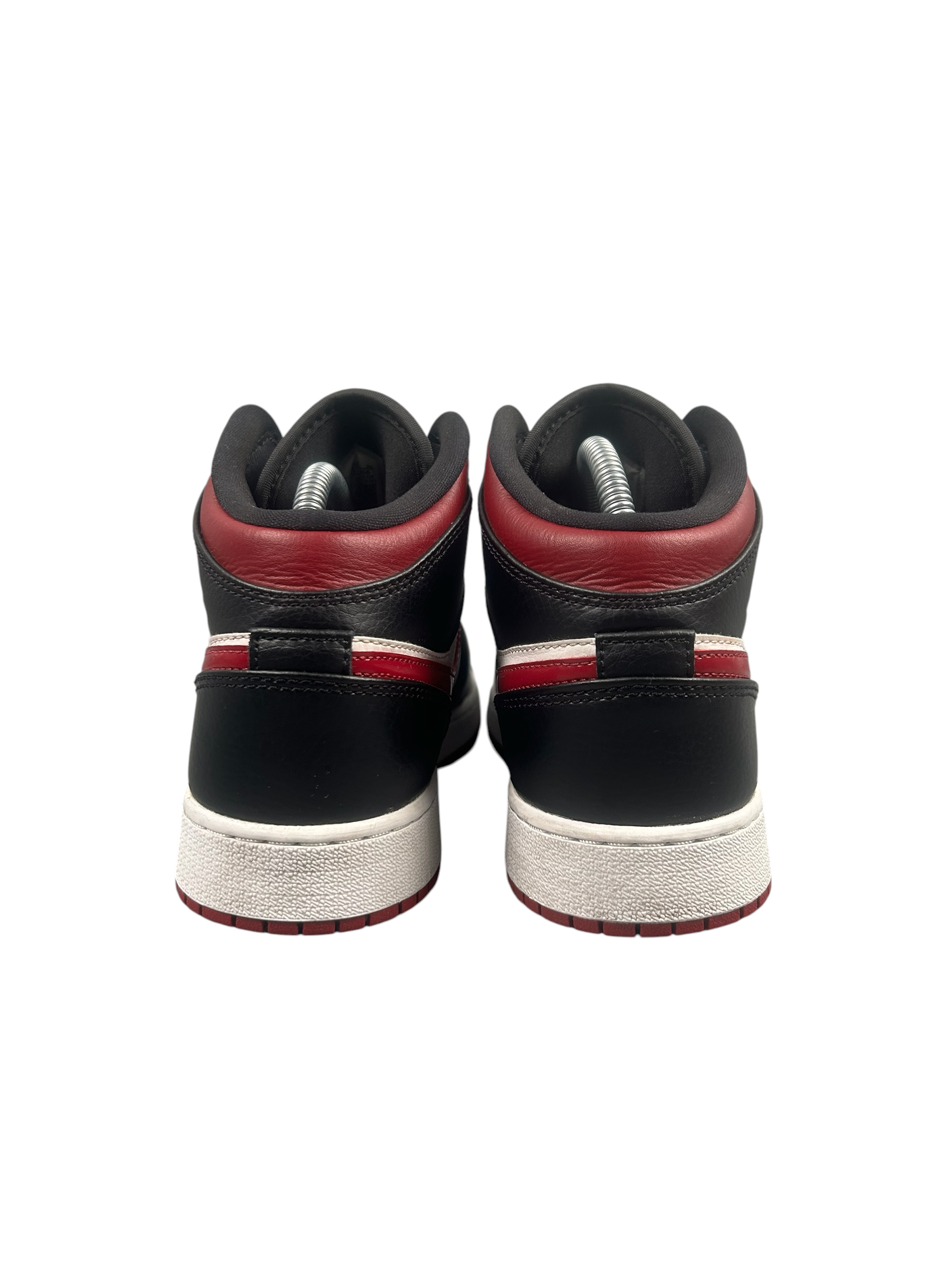 Nike Jordan 1 Mid Bred Toe Black Red Backs