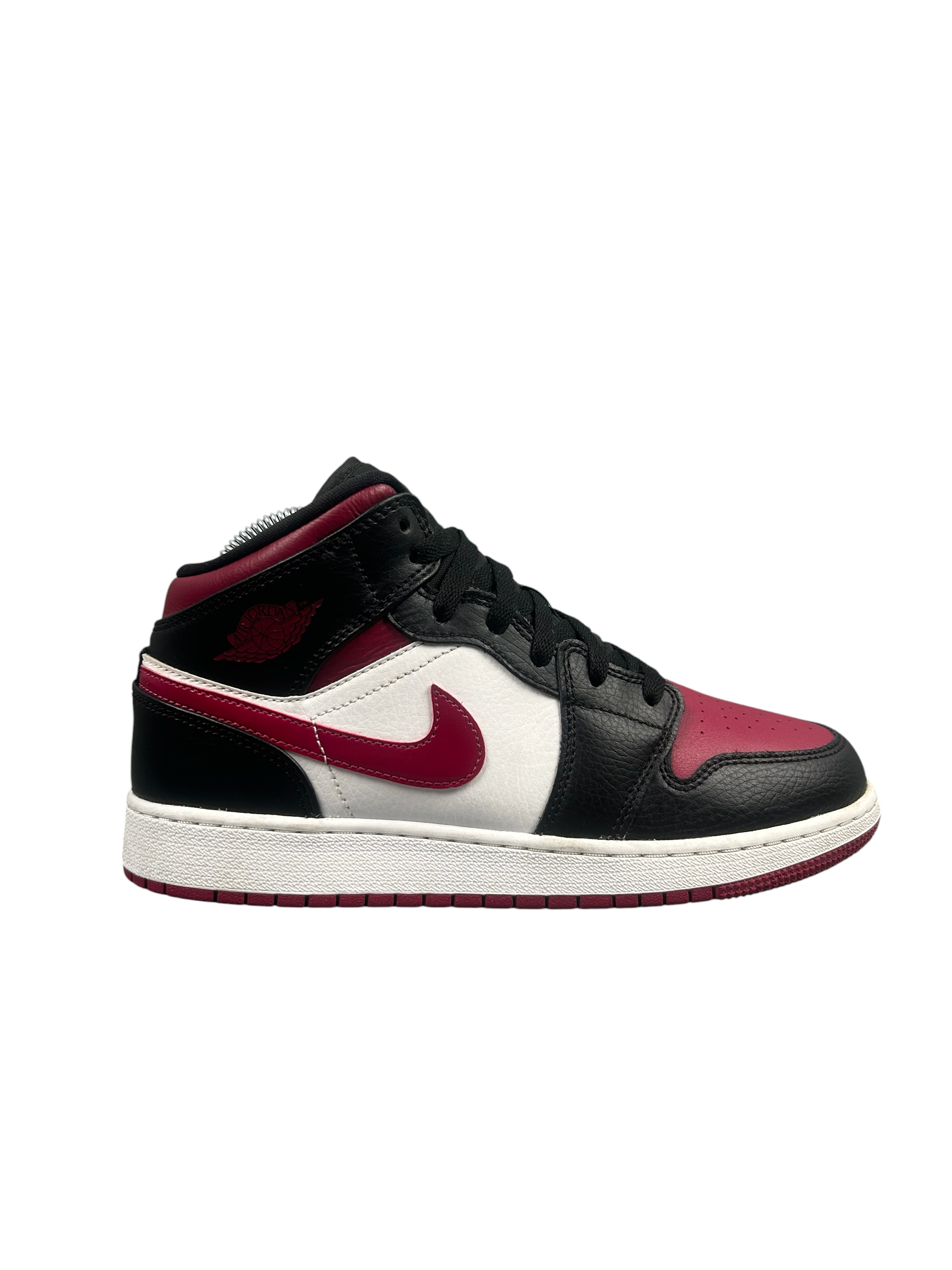 Nike Jordan 1 Mid Bred Toe Black Red Shoe Product Photo