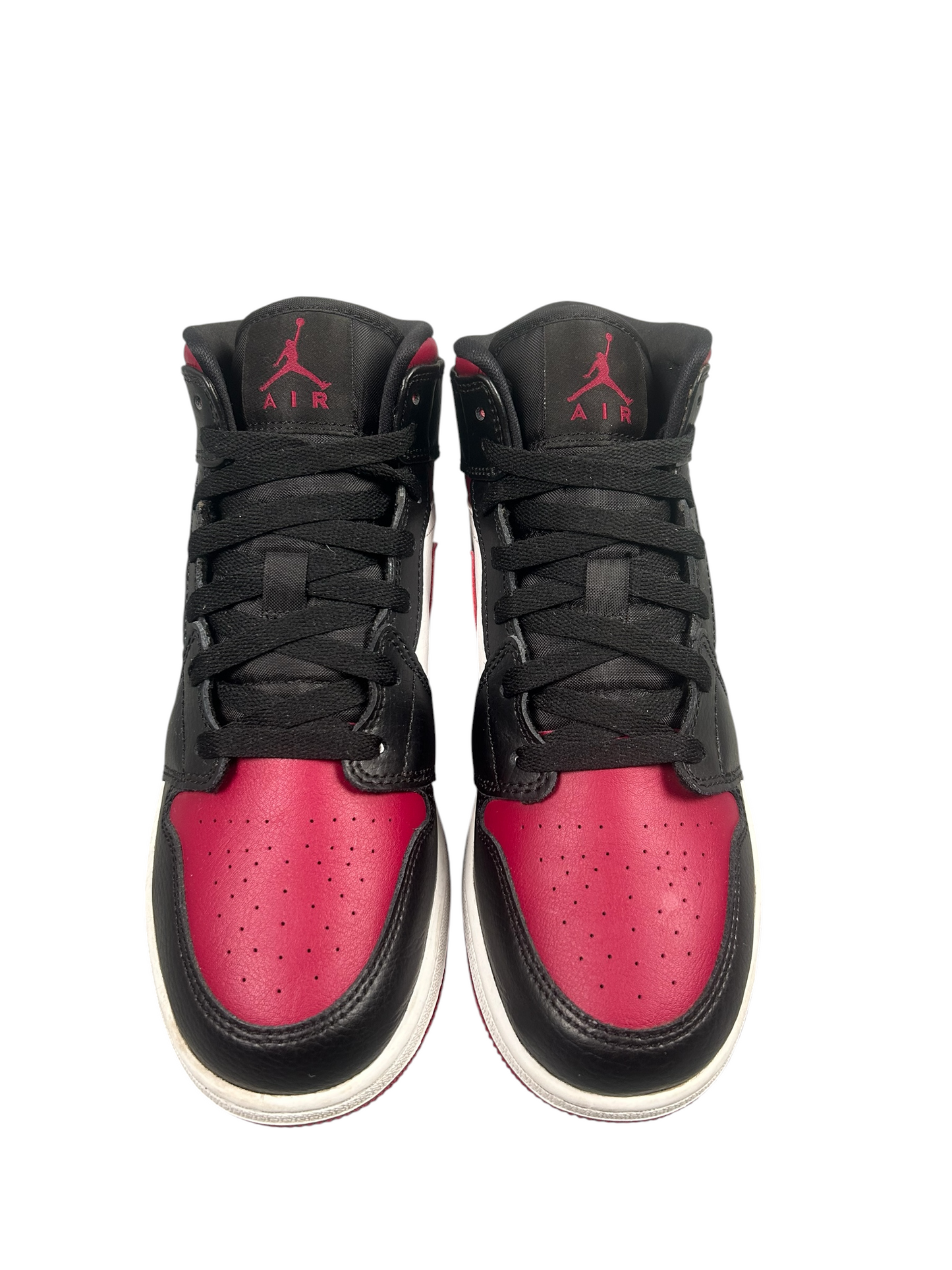 Nike Jordan 1 Mid Bred Toe Black Red Top View